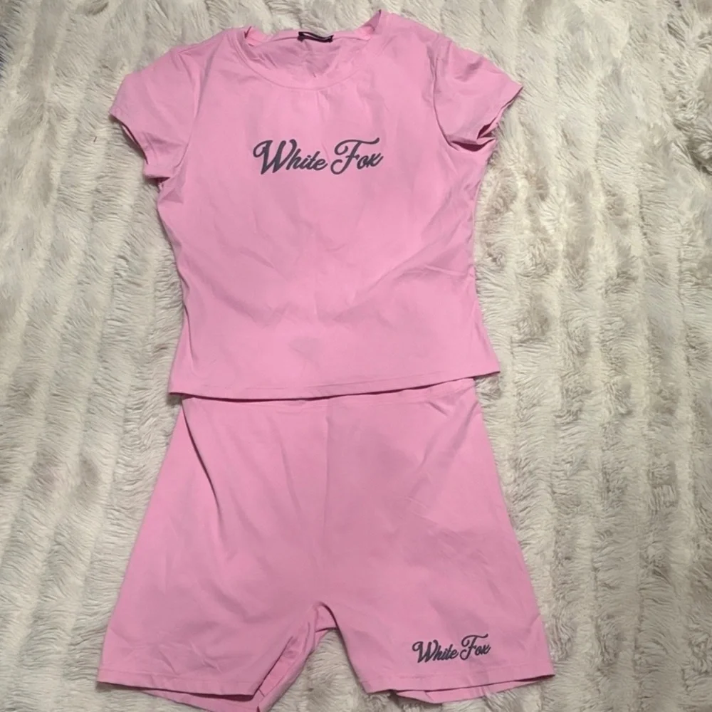 White Fox Season 7 Light Pink Baby Tee and Shorts Tulle Set Size M/L - Picture 7 of 12